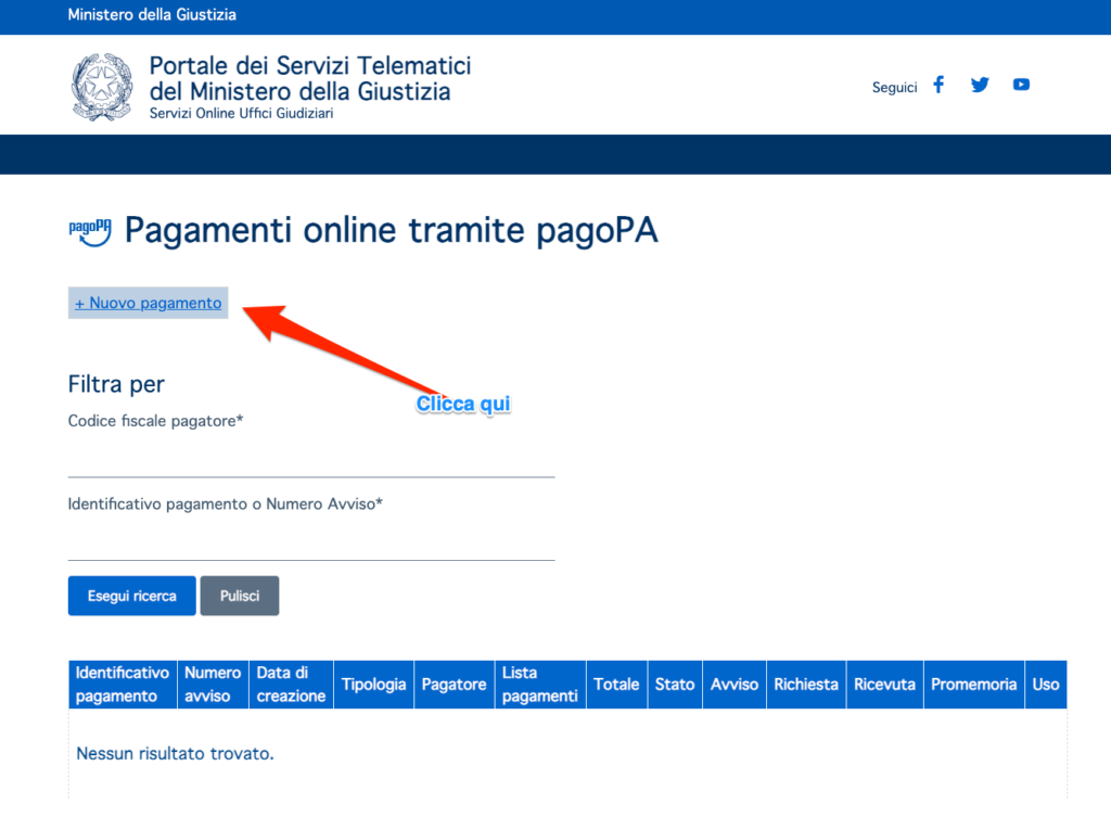 Come si paga il contributo unificato, step 1
