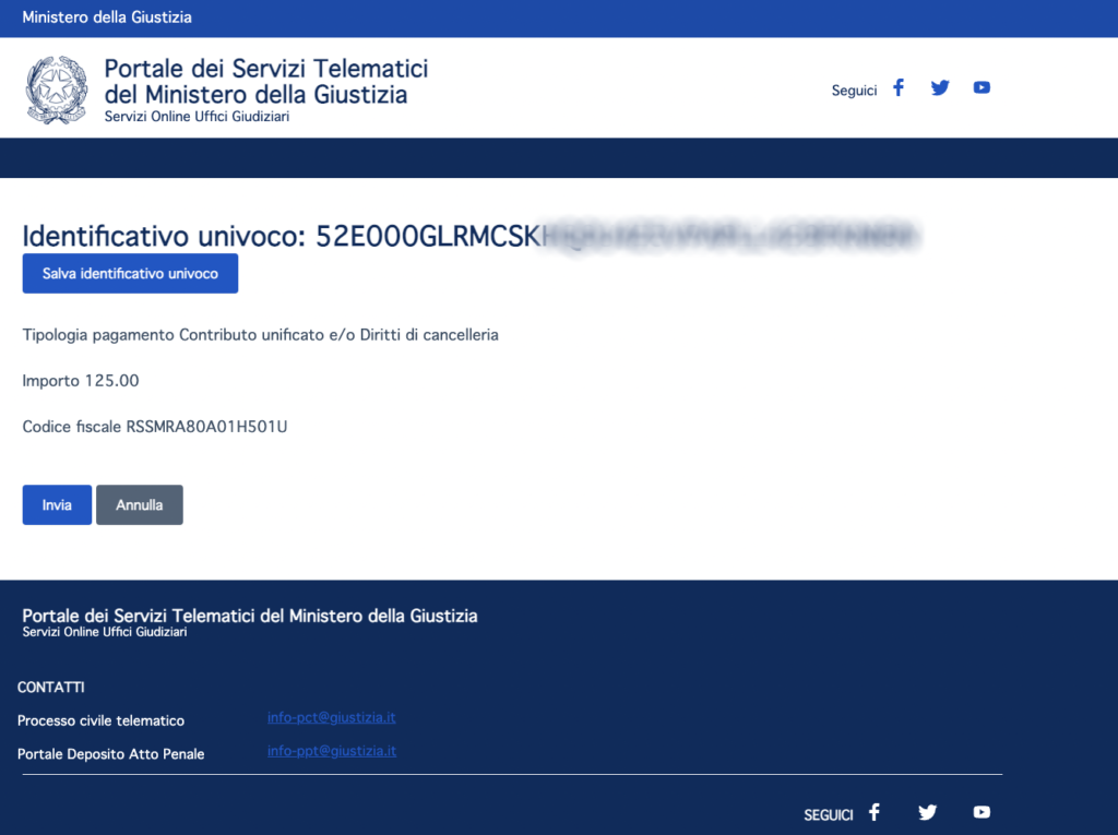 Come si paga il contributo unificato, step 5
