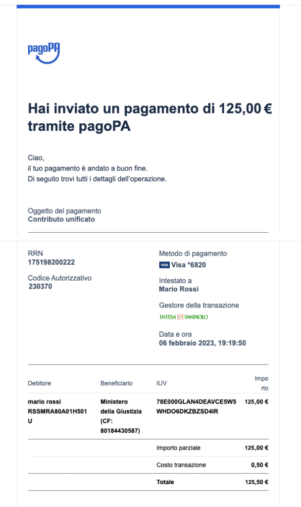 Come si paga il contributo unificato, step 10
