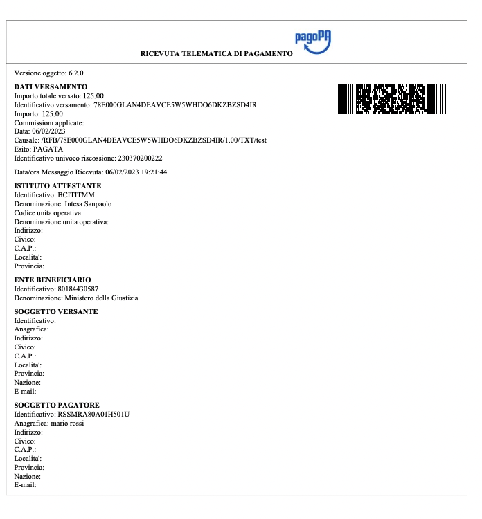 ricevuta del contributo unificato in pdf