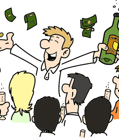 festeggia con amici truffa trading